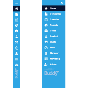 The new Buddy Bar - menu system from BuddyCRM